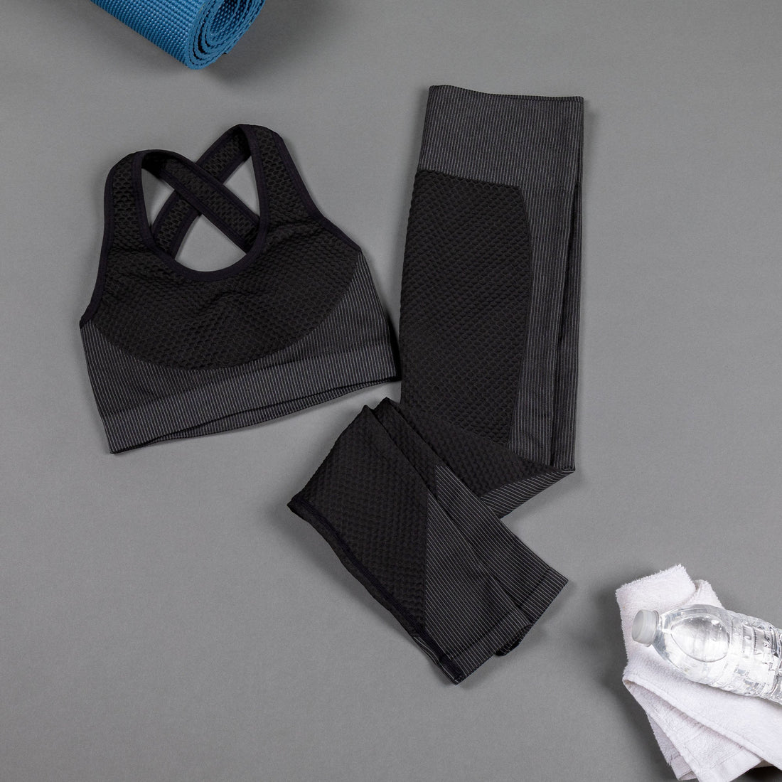 Textured Leggings and Sports Bra Activewear Set