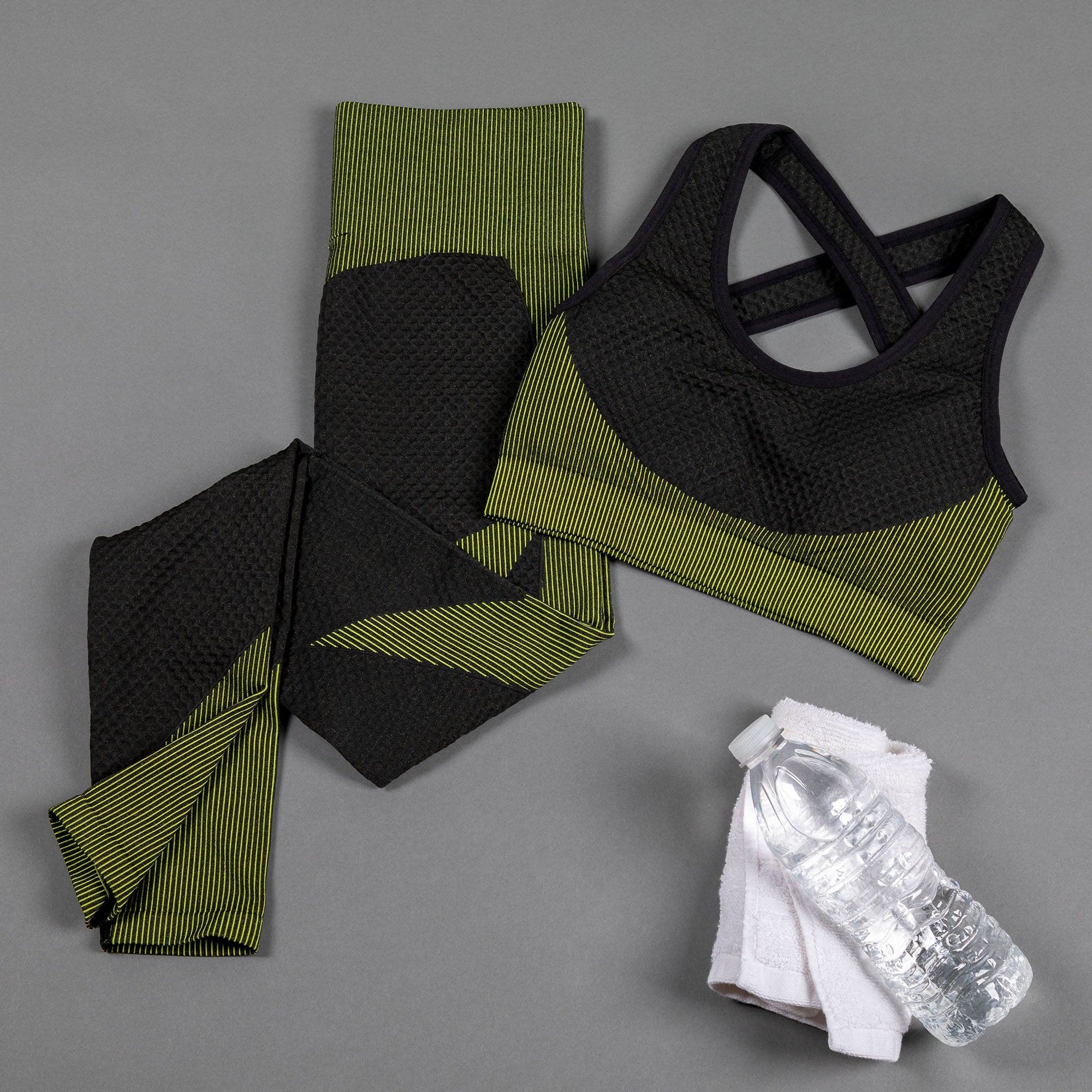 Textured Leggings and Sports Bra Activewear Set