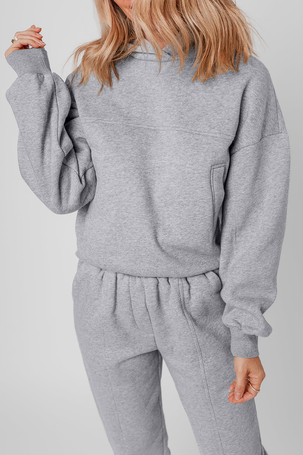 Gray Exposed Seams Hoodie and Joggers Activewear Set