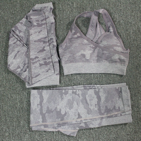 2PCS Camouflage Yoga Fitness Leggings and Sports Bra Set