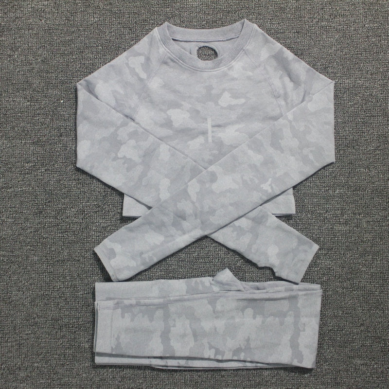 2PCS Camouflage Yoga Fitness Leggings and Sports Bra Set