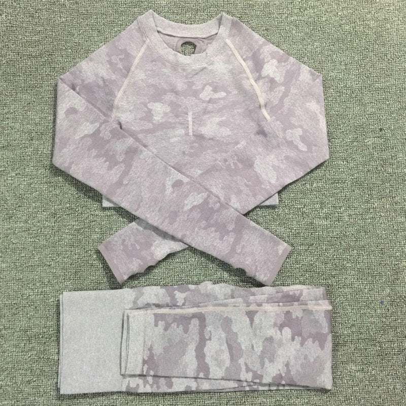 2PCS Camouflage Yoga Fitness Leggings and Sports Bra Set
