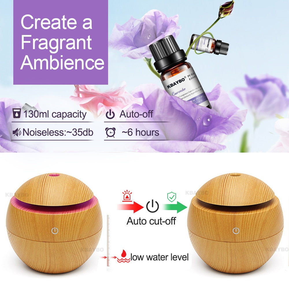 USB Ultrasonic Aroma Diffuser Cool Mist Humidifier with LED Light