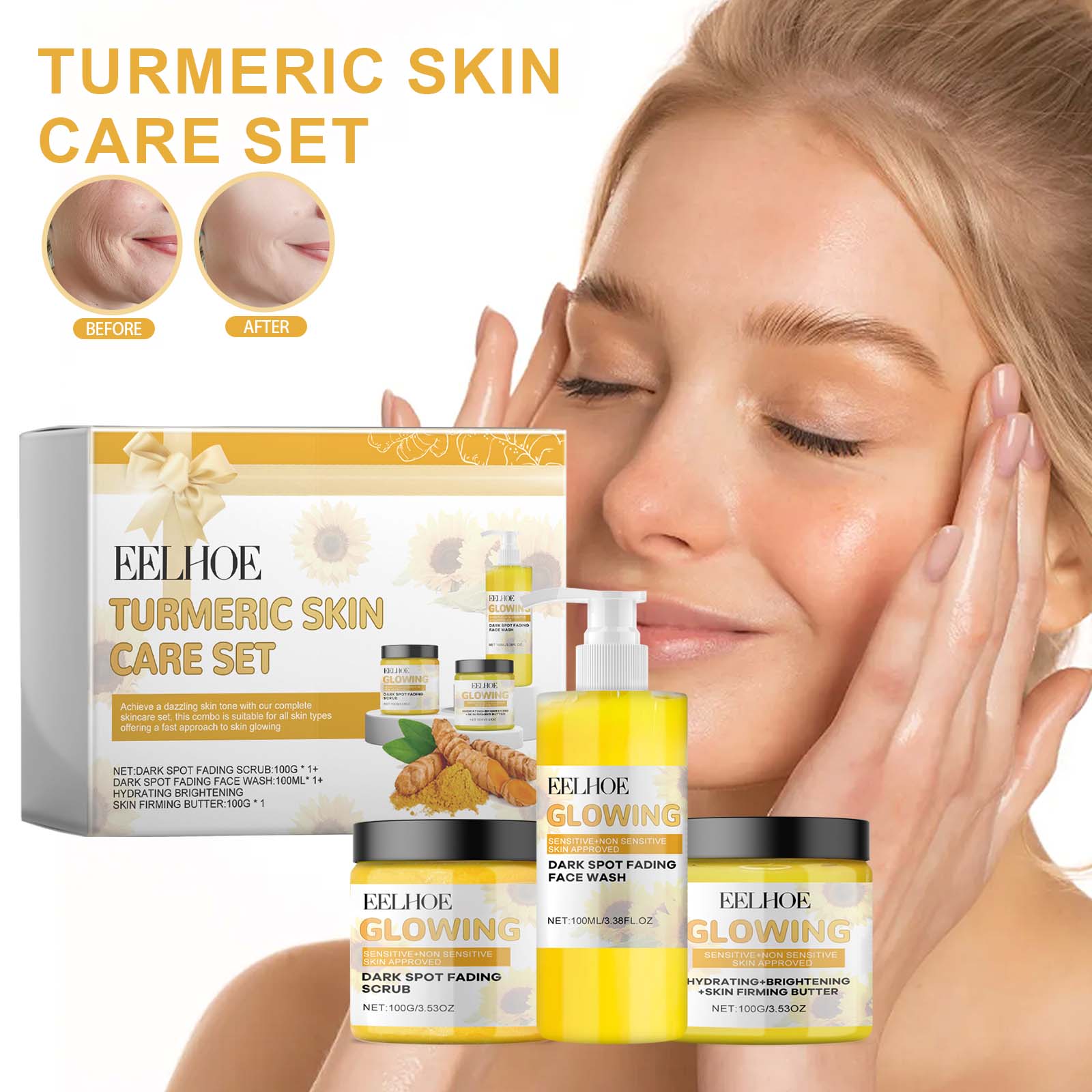 Turmeric Hydrating Skin Care Cleansing and Moisturizing Set