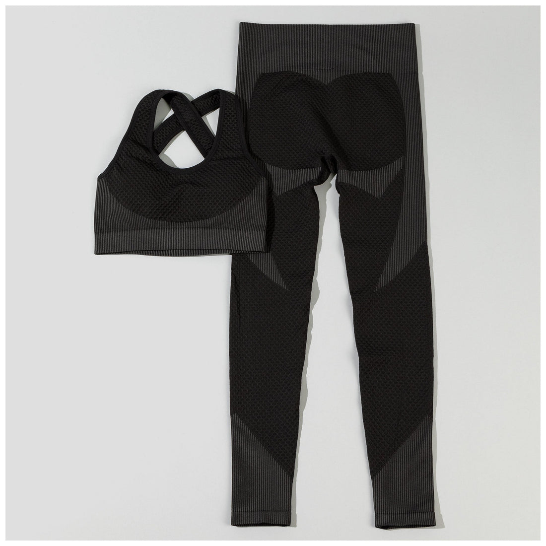 Textured Leggings and Sports Bra Activewear Set