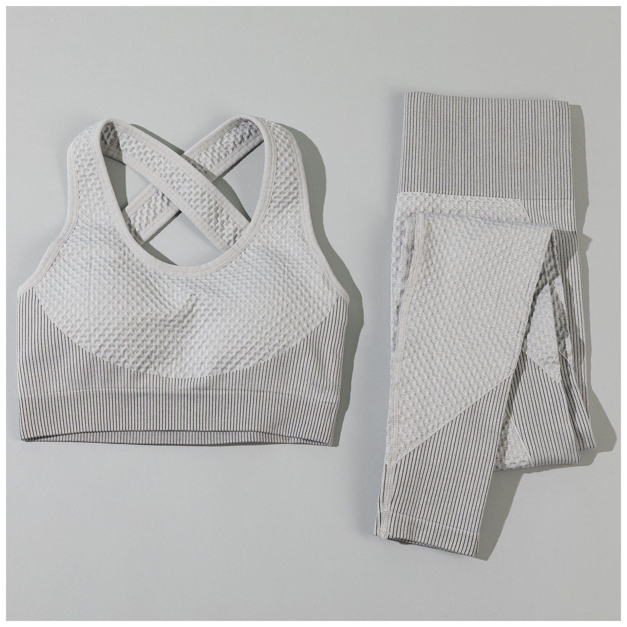 Textured Leggings and Sports Bra Activewear Set