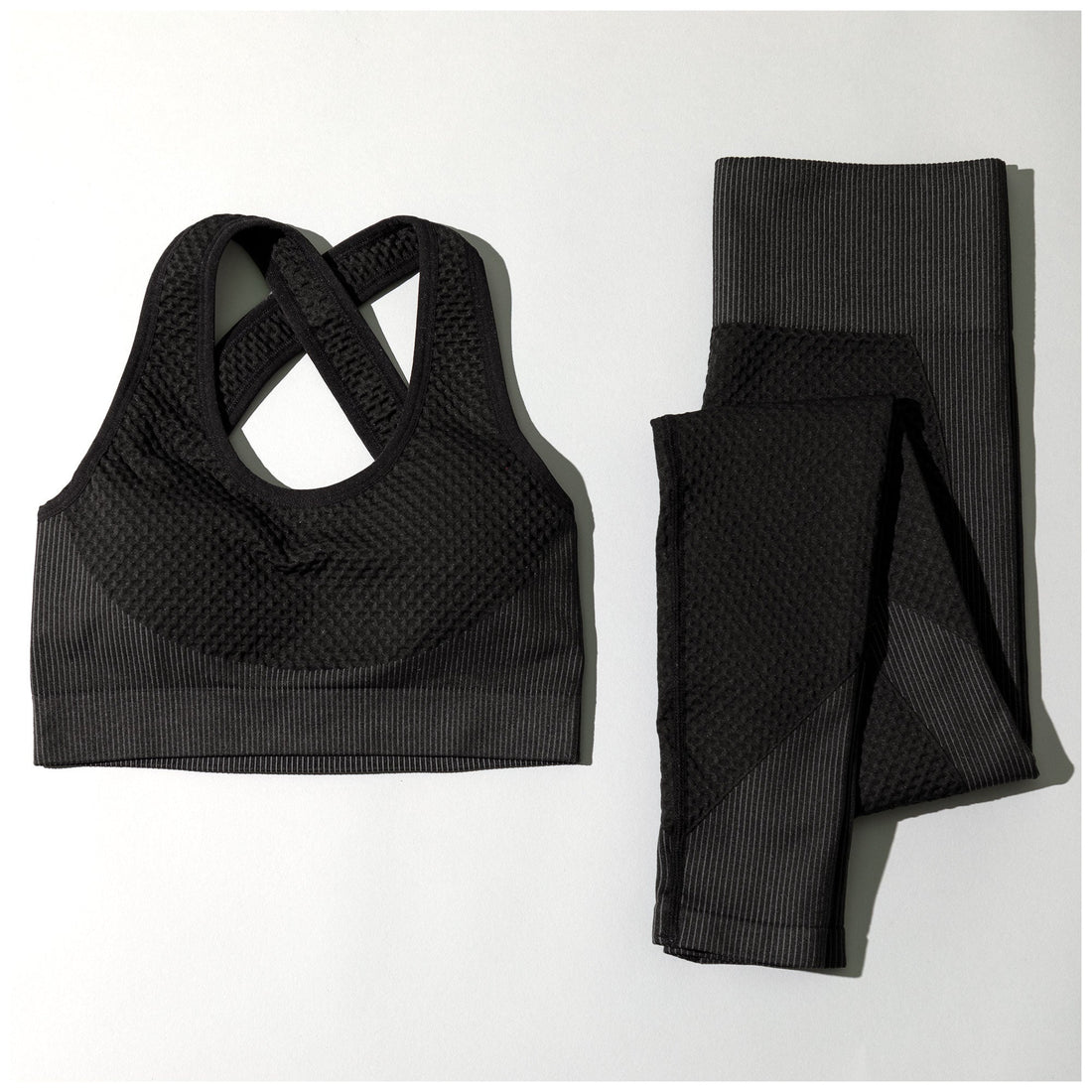 Textured Leggings and Sports Bra Activewear Set