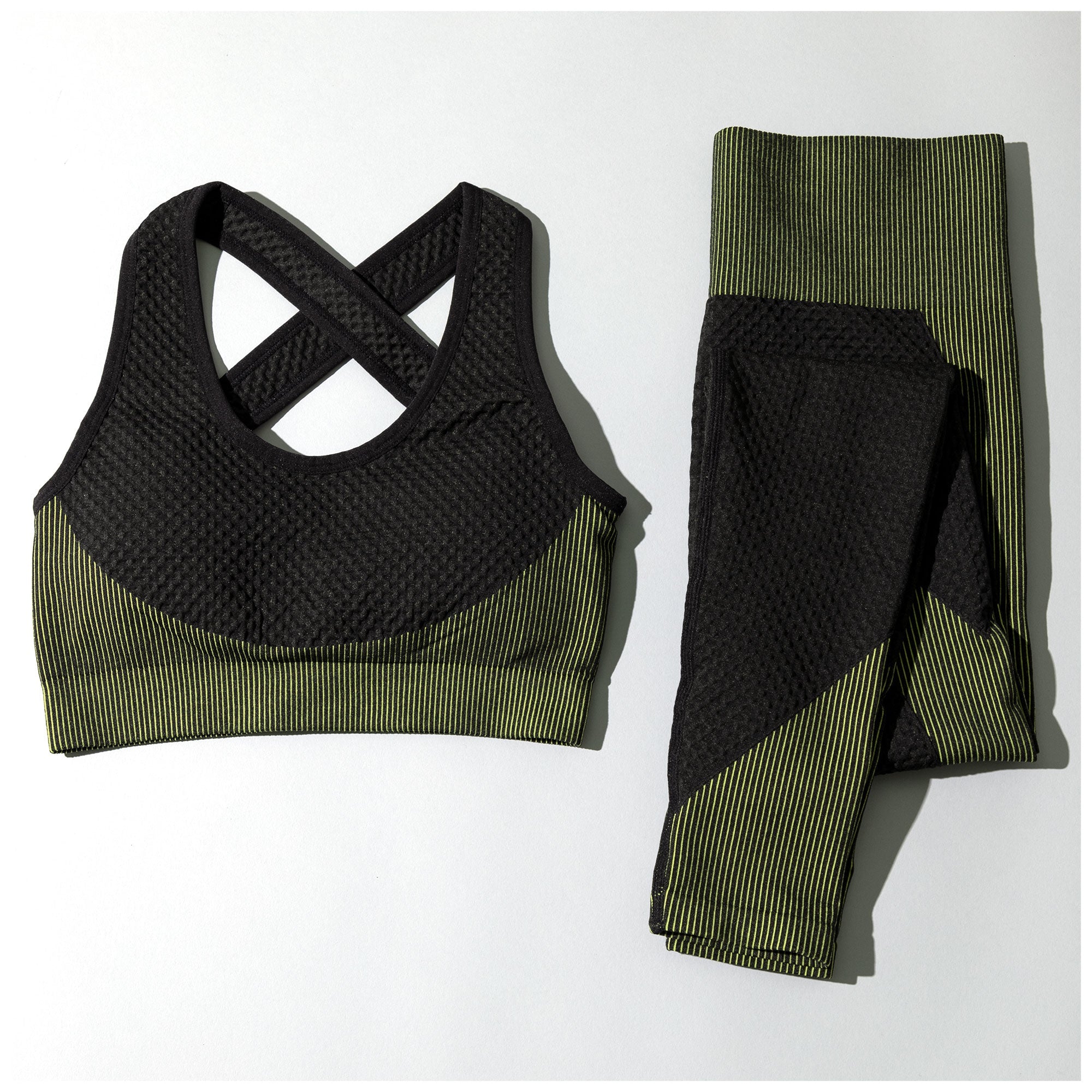 Textured Leggings and Sports Bra Activewear Set