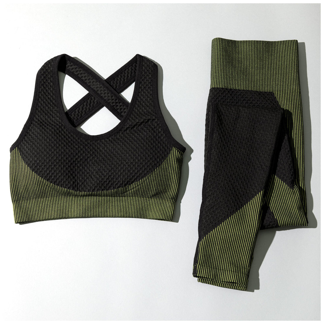 Textured Leggings and Sports Bra Activewear Set