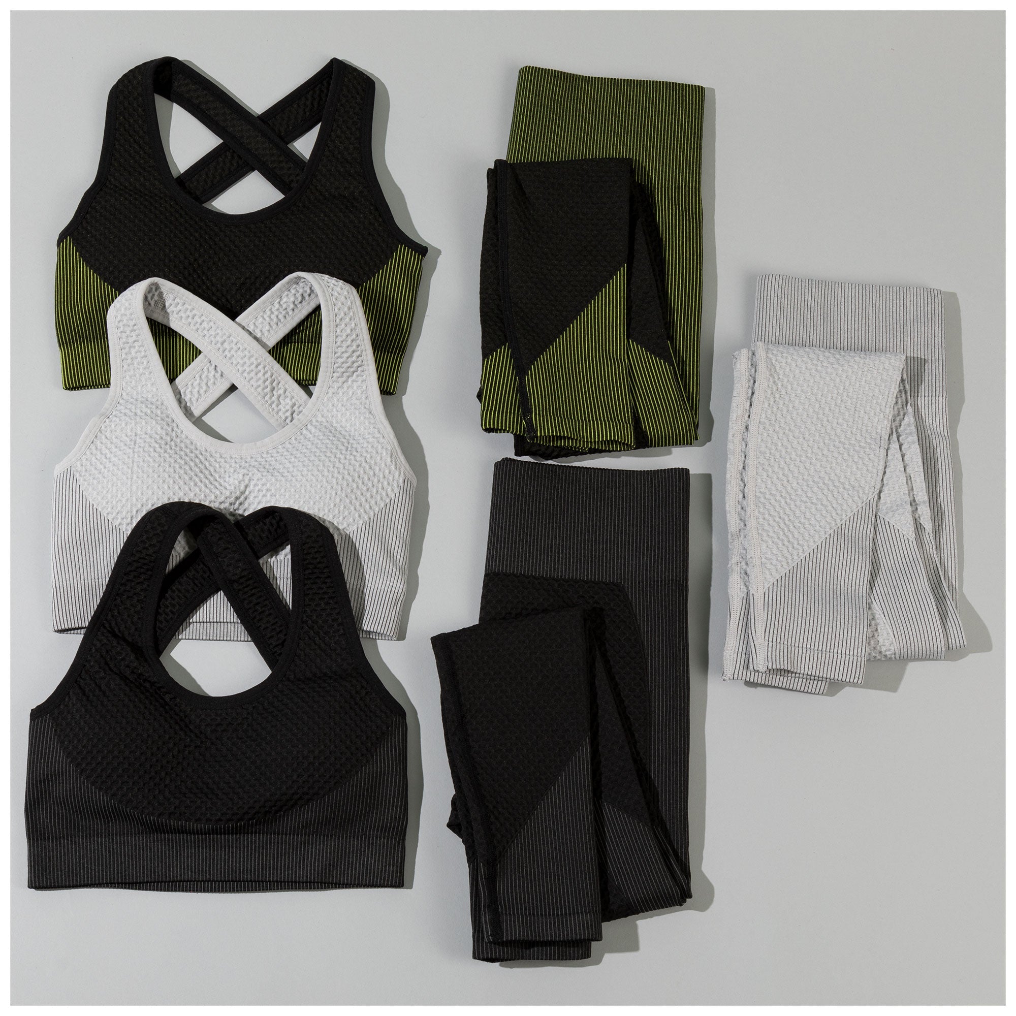 Textured Leggings and Sports Bra Activewear Set