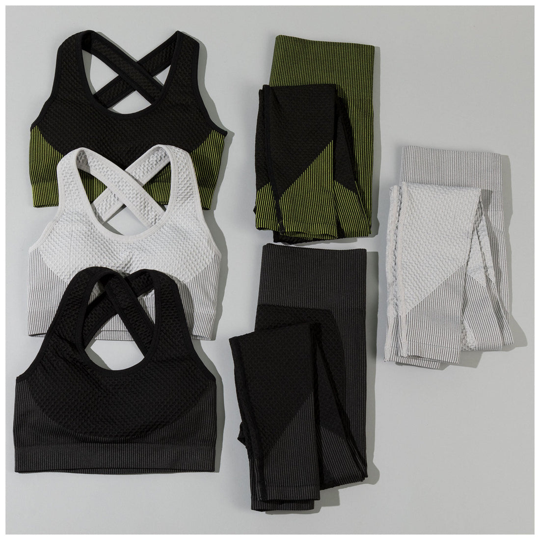 Textured Leggings and Sports Bra Activewear Set
