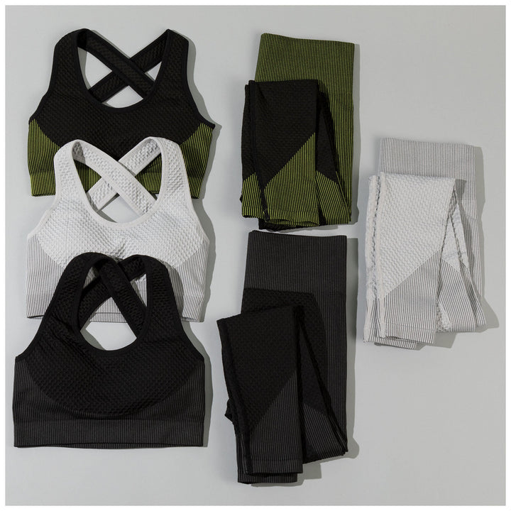 Textured Leggings and Sports Bra Activewear Set
