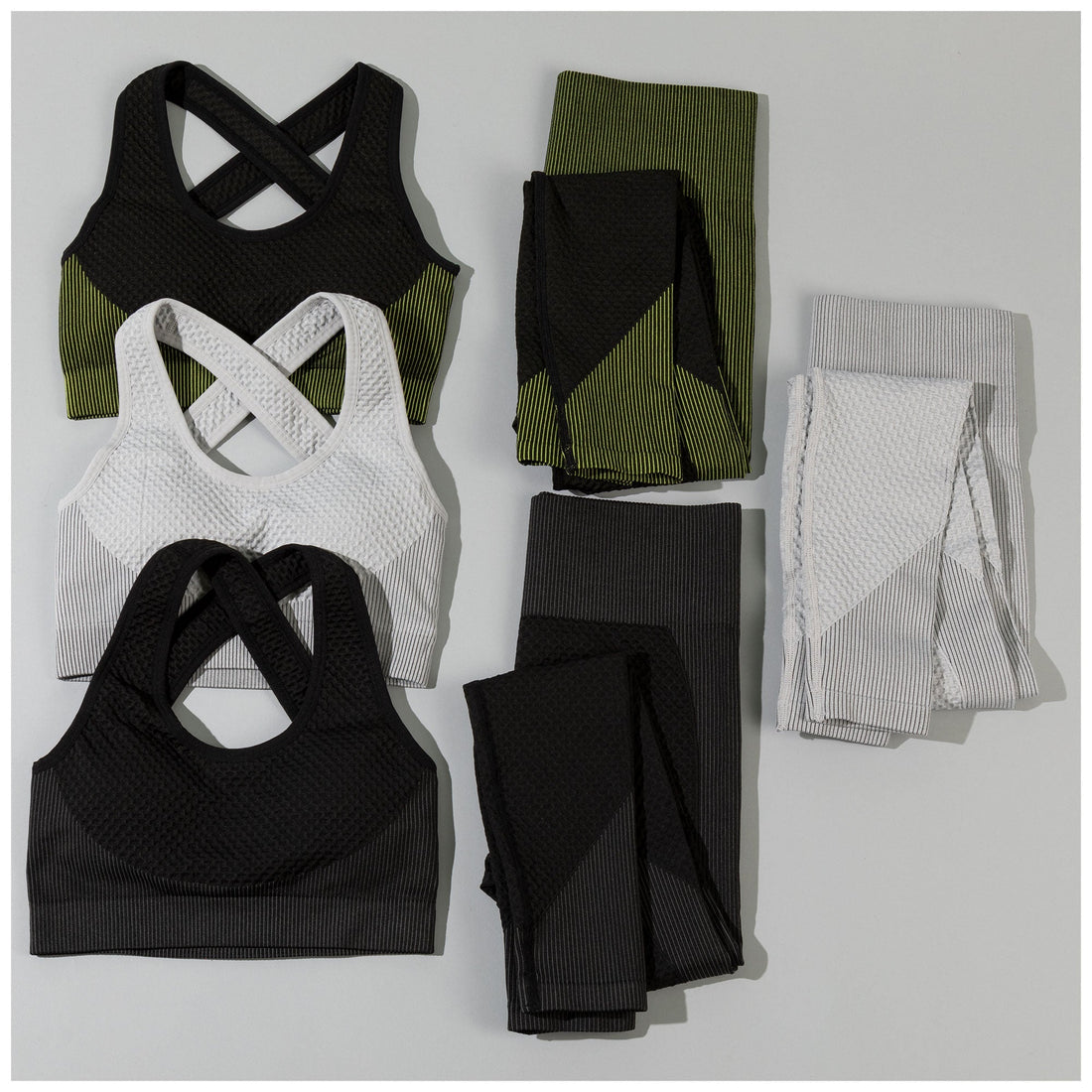 Textured Leggings and Sports Bra Activewear Set
