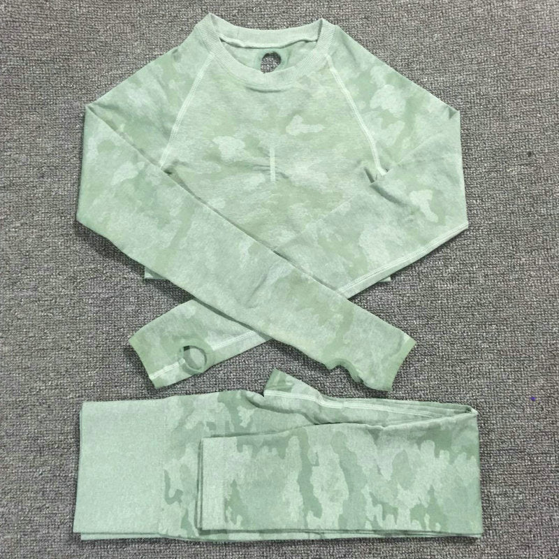 2PCS Camouflage Yoga Fitness Leggings and Sports Bra Set