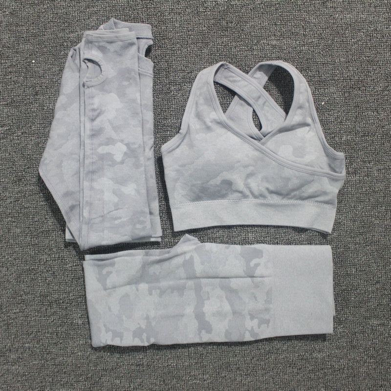 2PCS Camouflage Yoga Fitness Leggings and Sports Bra Set