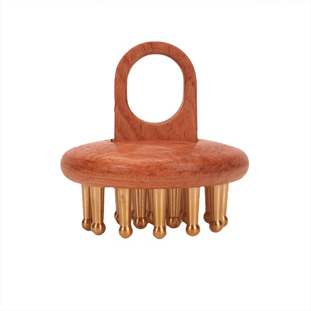Copper Wood Head Meridian Gua Sha Massage Comb Tool