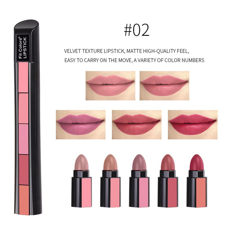 5 Colors Matte Velvet Waterproof Lip Gloss Set