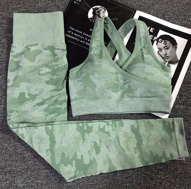 2PCS Camouflage Yoga Fitness Leggings and Sports Bra Set