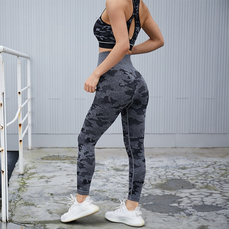 2PCS Camouflage Yoga Fitness Leggings and Sports Bra Set