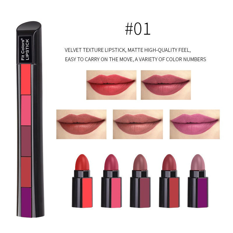5 Colors Matte Velvet Waterproof Lip Gloss Set