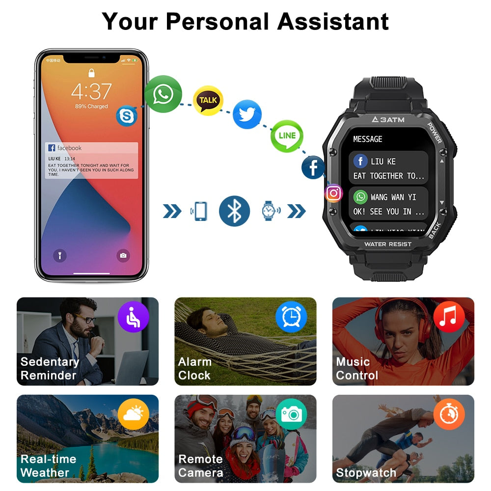 Rugged Outdoor Waterproof Fitness Smart Watch