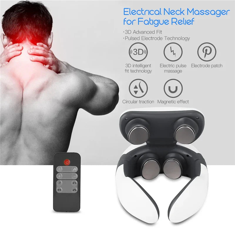 Magnetic Pulse Vibration Neck Massager with Remote Control