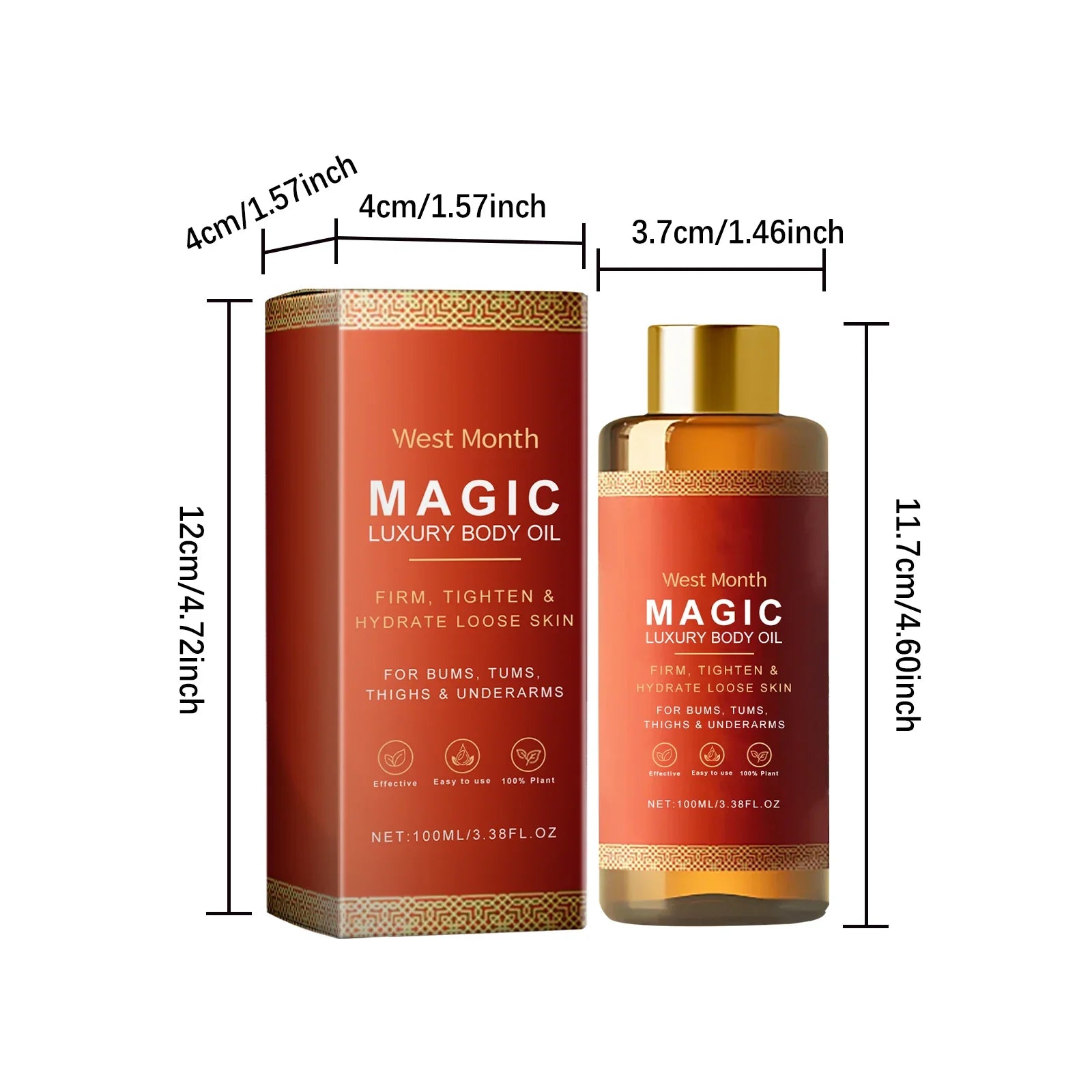 Lifting Firming Body Oil 100ml – Skin Tightening & Hydrating Body Oil for Abdomen, Thighs & Buttocks | Anti Sagging Moisturizing Oil for Smoother Skin