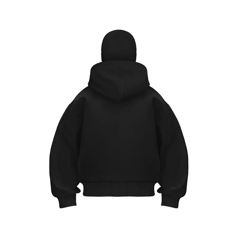 Sports Hoodie with Built-In Mask Fleece Zip-Up Sweatshirt
