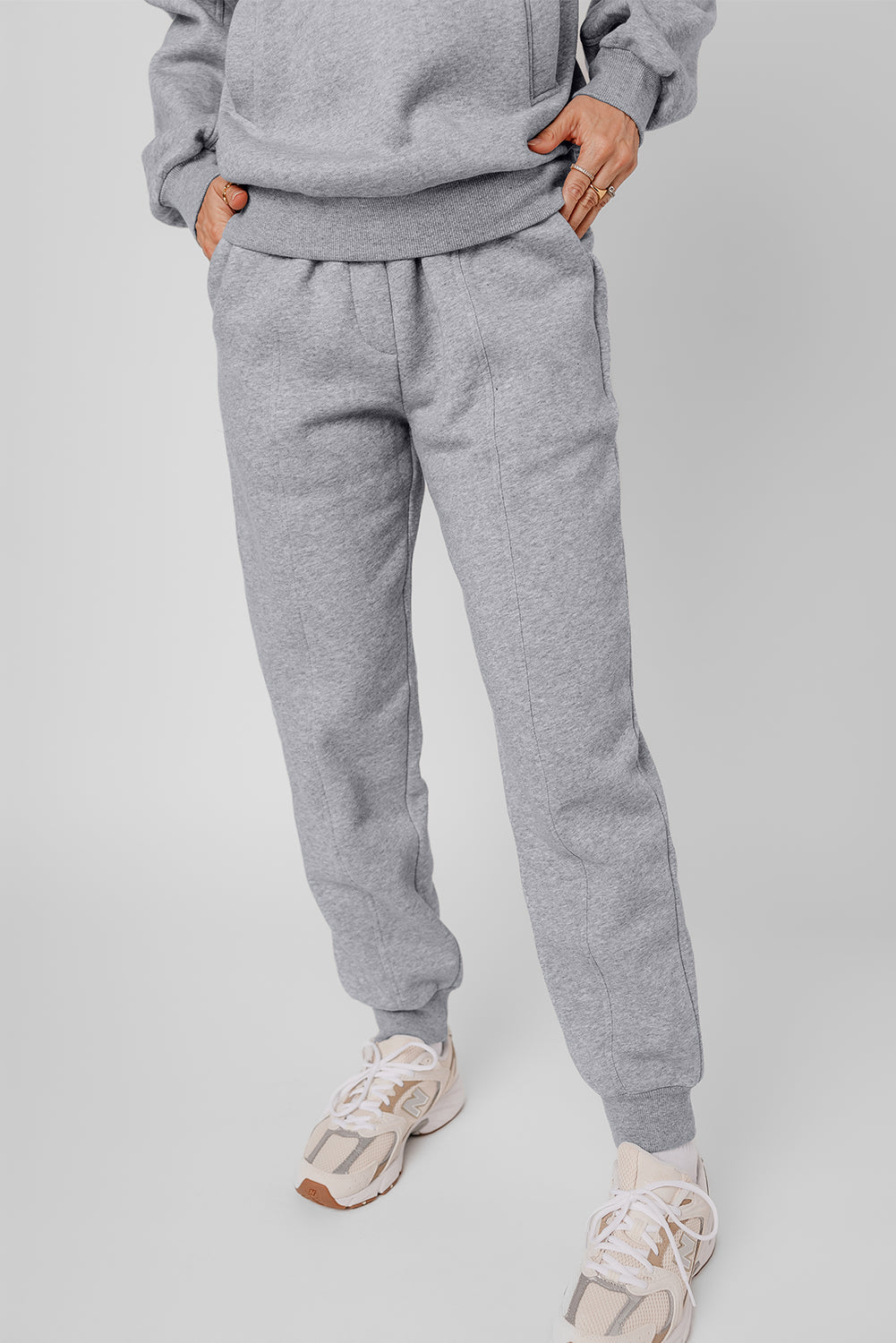 Gray Exposed Seams Hoodie and Joggers Activewear Set