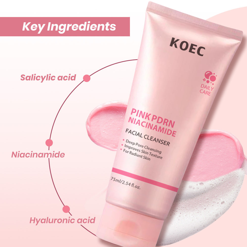 Niacinamide Facial Cleanser 75g - Deep Cleansing Brightening Face Wash with PDRN Skin Repair Technology | Pore Refining Hydrating Cleanser