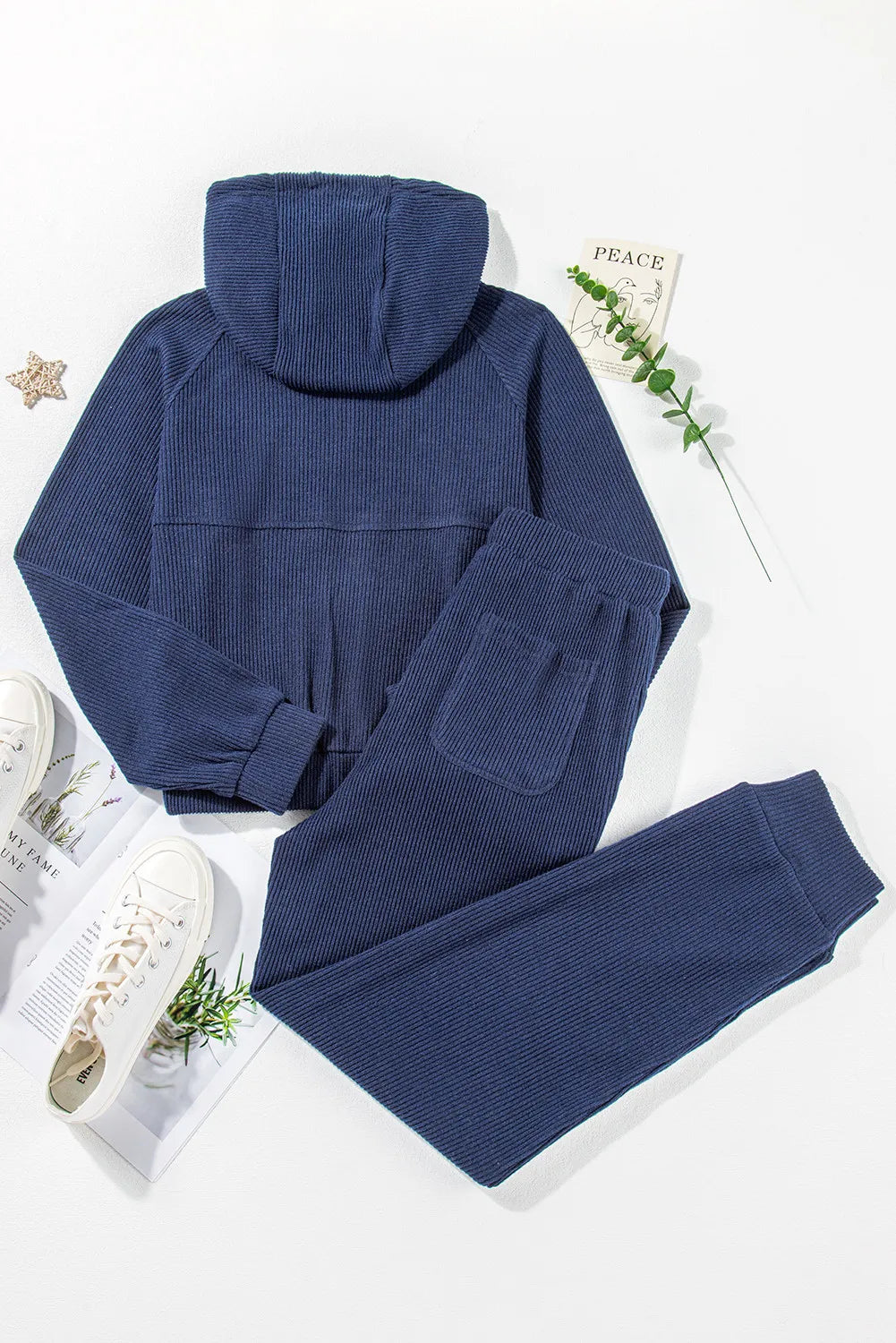 Drawstring Half Zip Hoodie and Joggers Activewear Set