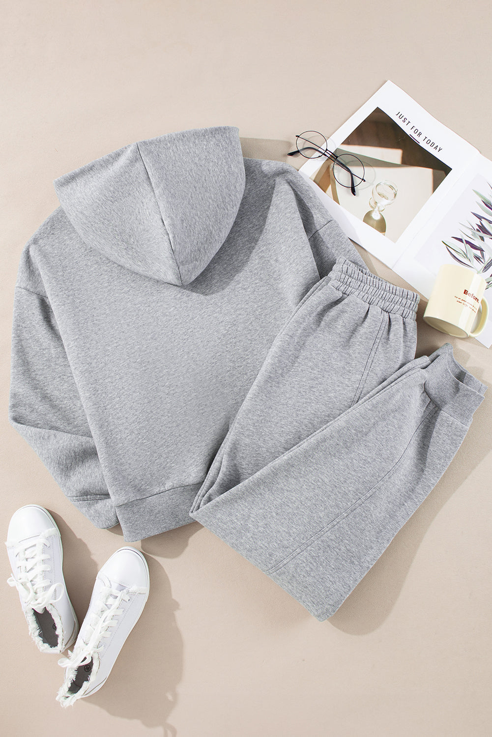 Gray Exposed Seams Hoodie and Joggers Activewear Set