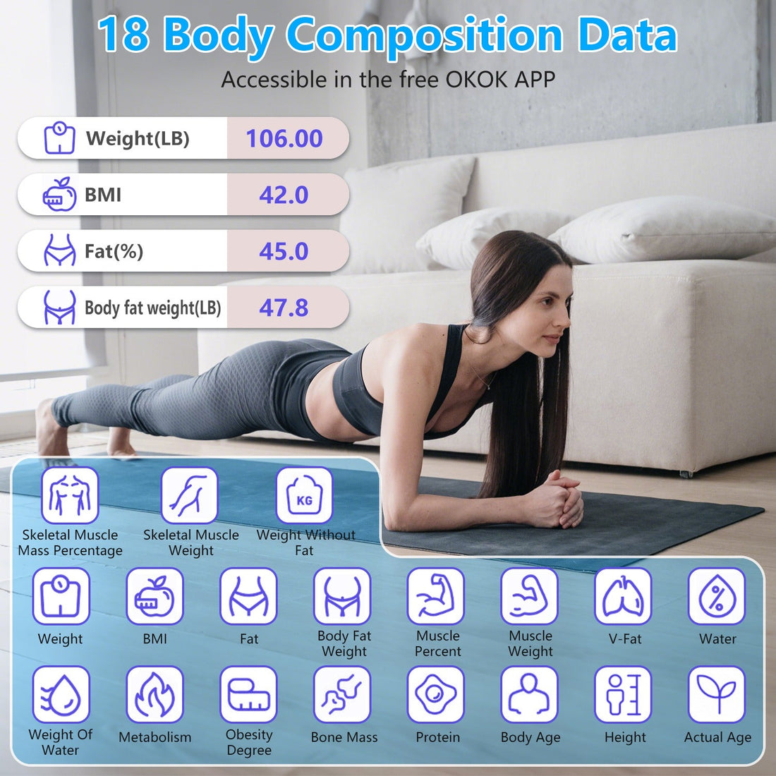 Smart BMI Body Weight Scale with App Sync