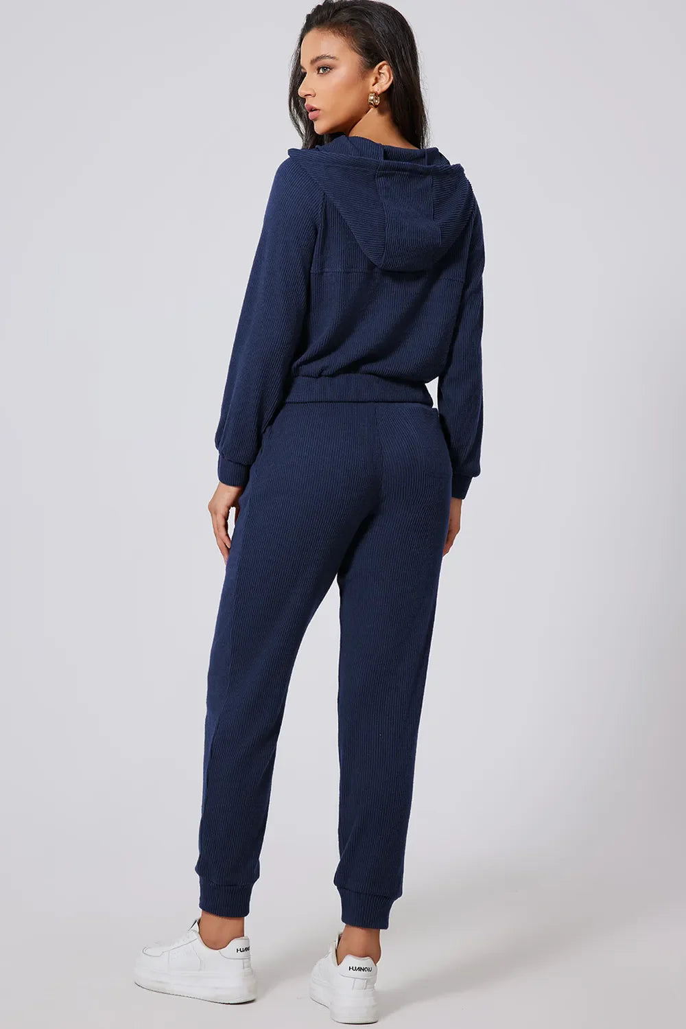 Drawstring Half Zip Hoodie and Joggers Activewear Set